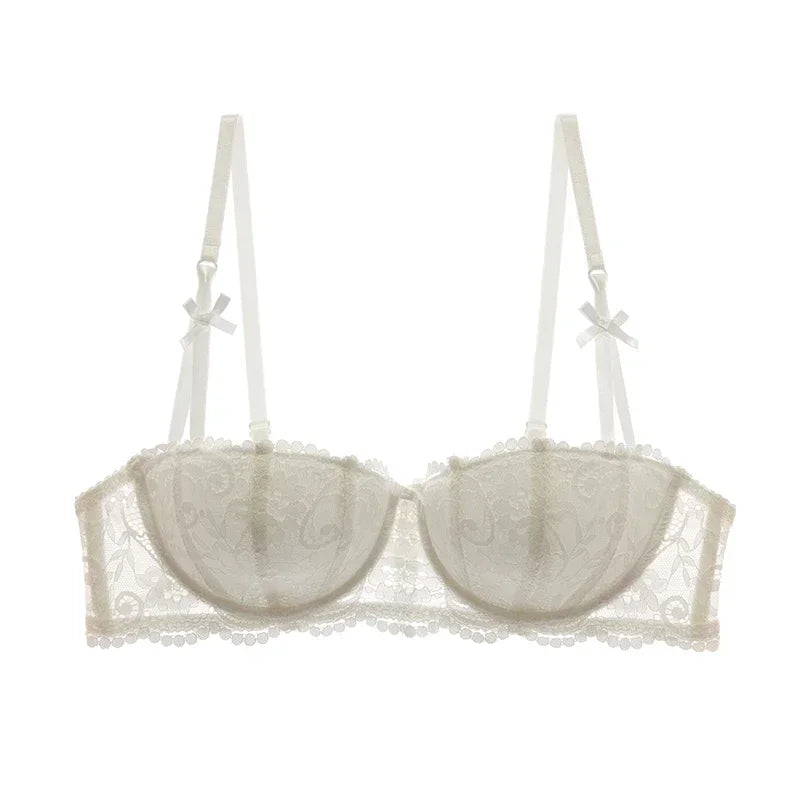 A B Cup Balconette Push Up Bra - Sexy Lingerie Half Cup, Enhance Cleavage, Soft Comfort Fit, Red/Black/White