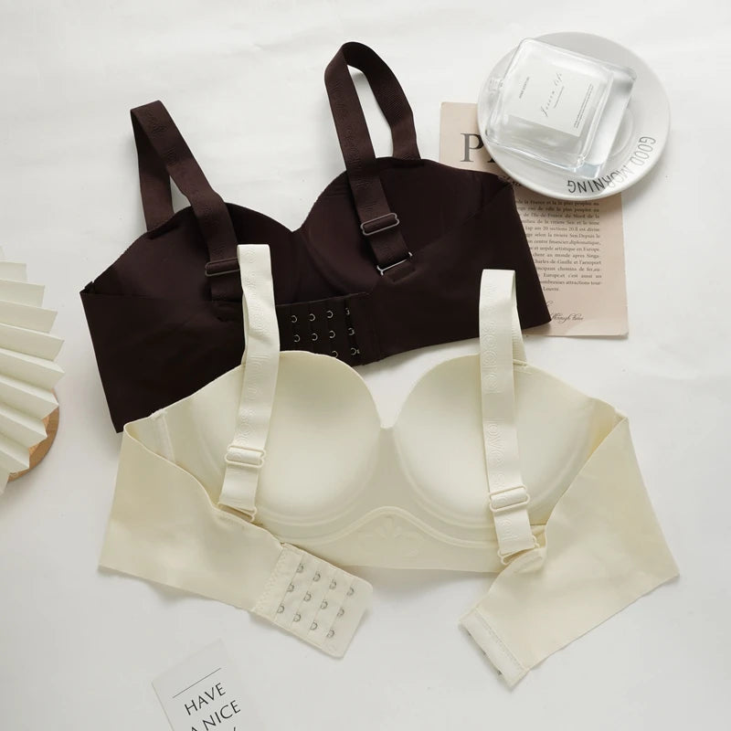 Women's Seamless Push Up Bras Lift Bra Wide Strap Bra Big Size Anti Sagging Side Underwear Female Soft Support Bra
