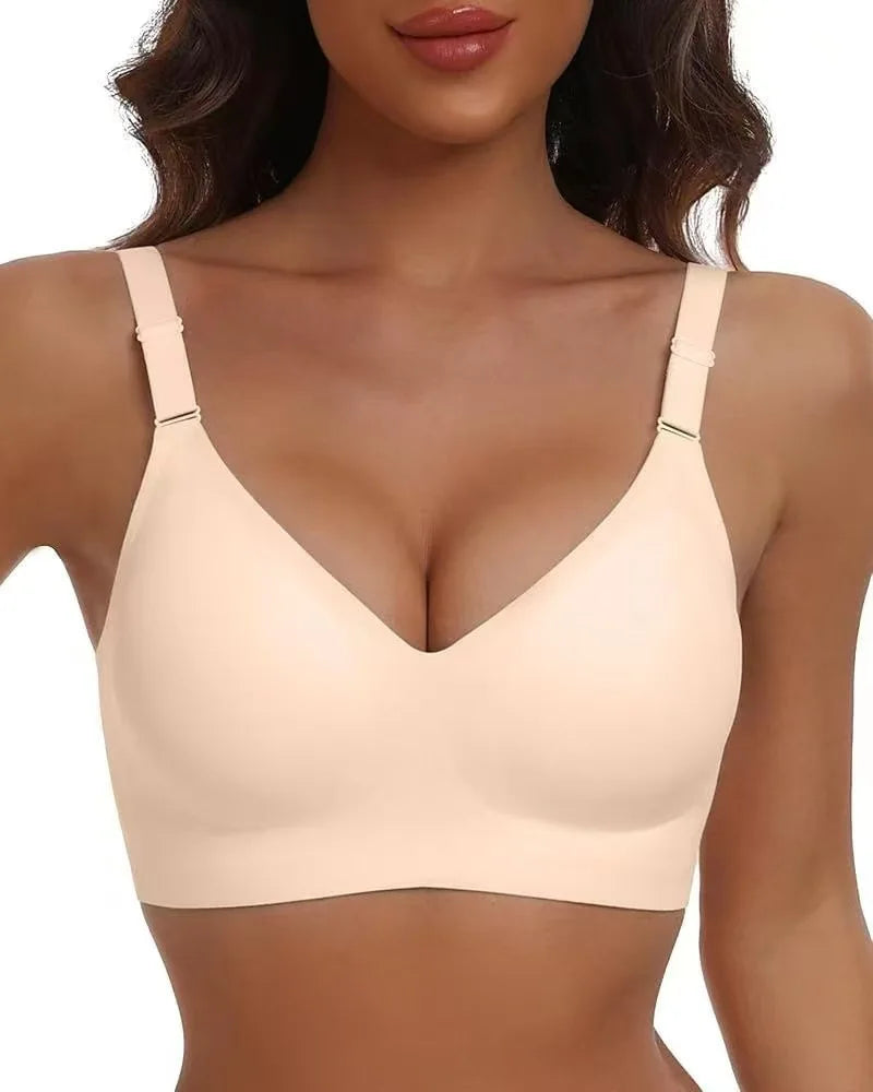 Women's Wireless Push-Up Bra Comfortable No-Wire Full Support Seamless Lift Bralette for Everyday T-Shirt Style