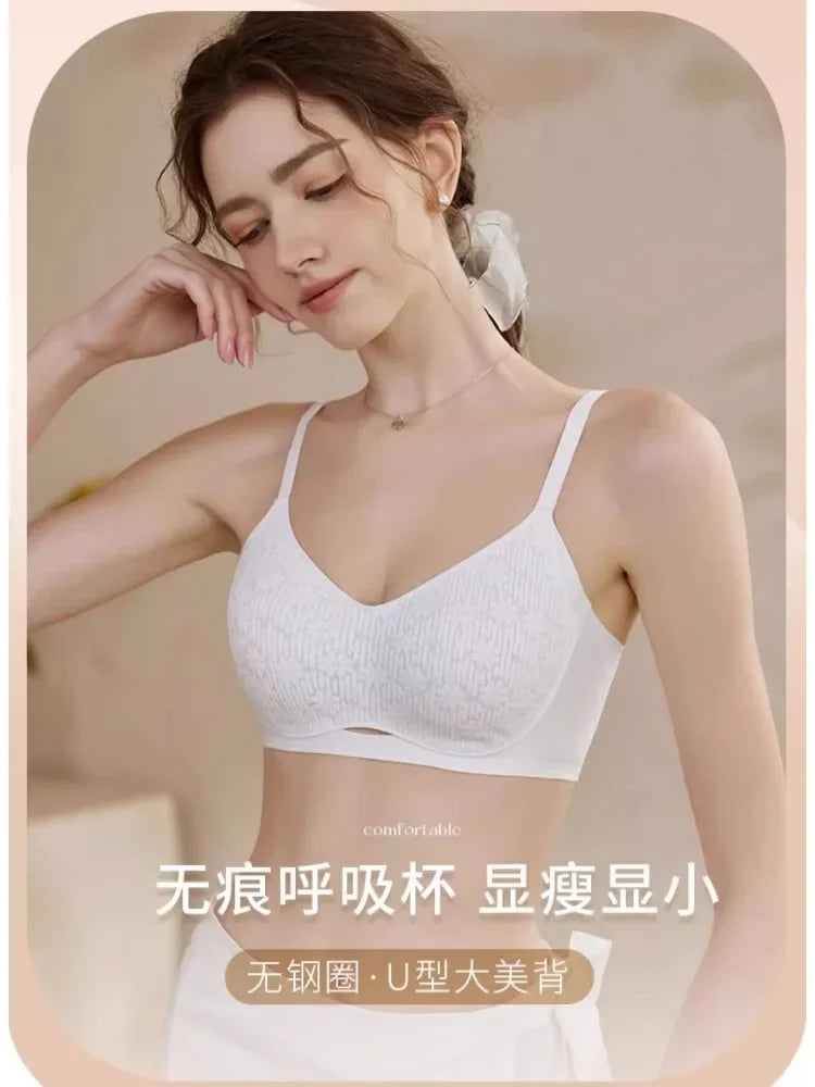Bra Full Cup Japanese Lace Ultra Thin Wirefree Minimiser Seamless Slimming Large Chest Comfort Lift Nude Skin Tone Everyday S-XL
