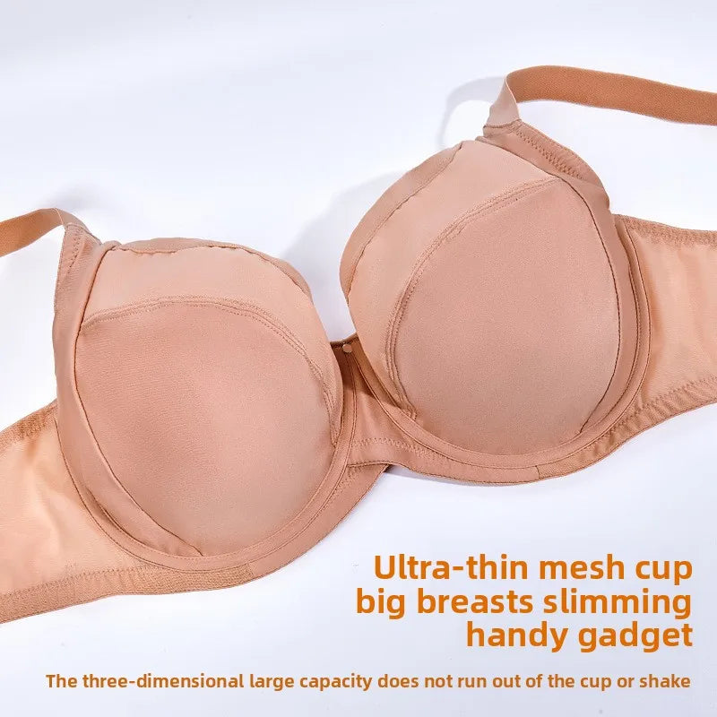 Plus Size Minimizer Bra Full Coverage Lift Support for Large Bust Wirefree Comfort Breathable Mesh Anti-Sagging E F G H I Cup