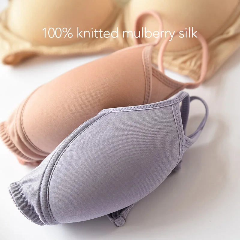Wireless bra 100% Pure Silk seamless padded bras for women push up bralette bralet bralett Female Underwear Intimates sutyen