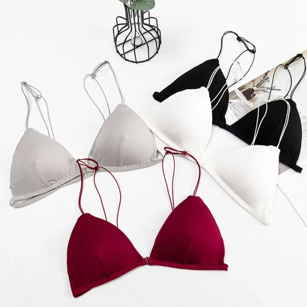 Fachion Triangle Bras for Women Beauty Back Push-up French Style Bra Thin Strape Solid Color Wireless Bra Girls