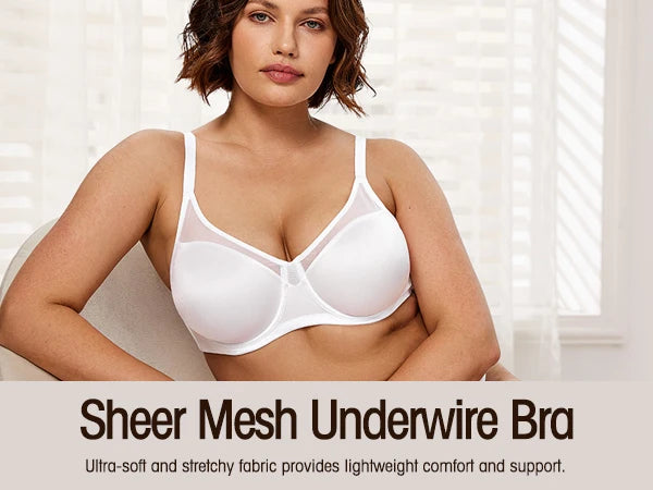 Wingslove Seamless Underwire Full Coverage Bra Unlined Lace Detail Comfort Bra For Women Soft Breathable Push Up Everyday Bra
