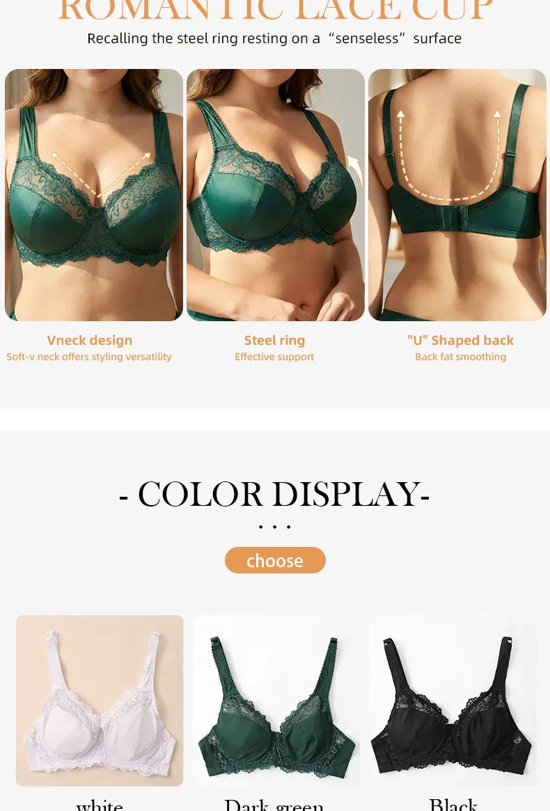 Bras For Womens Elegant Lace Bras for Women Plus Size BH Tops with Underwire Support Libgerie A-E Cup