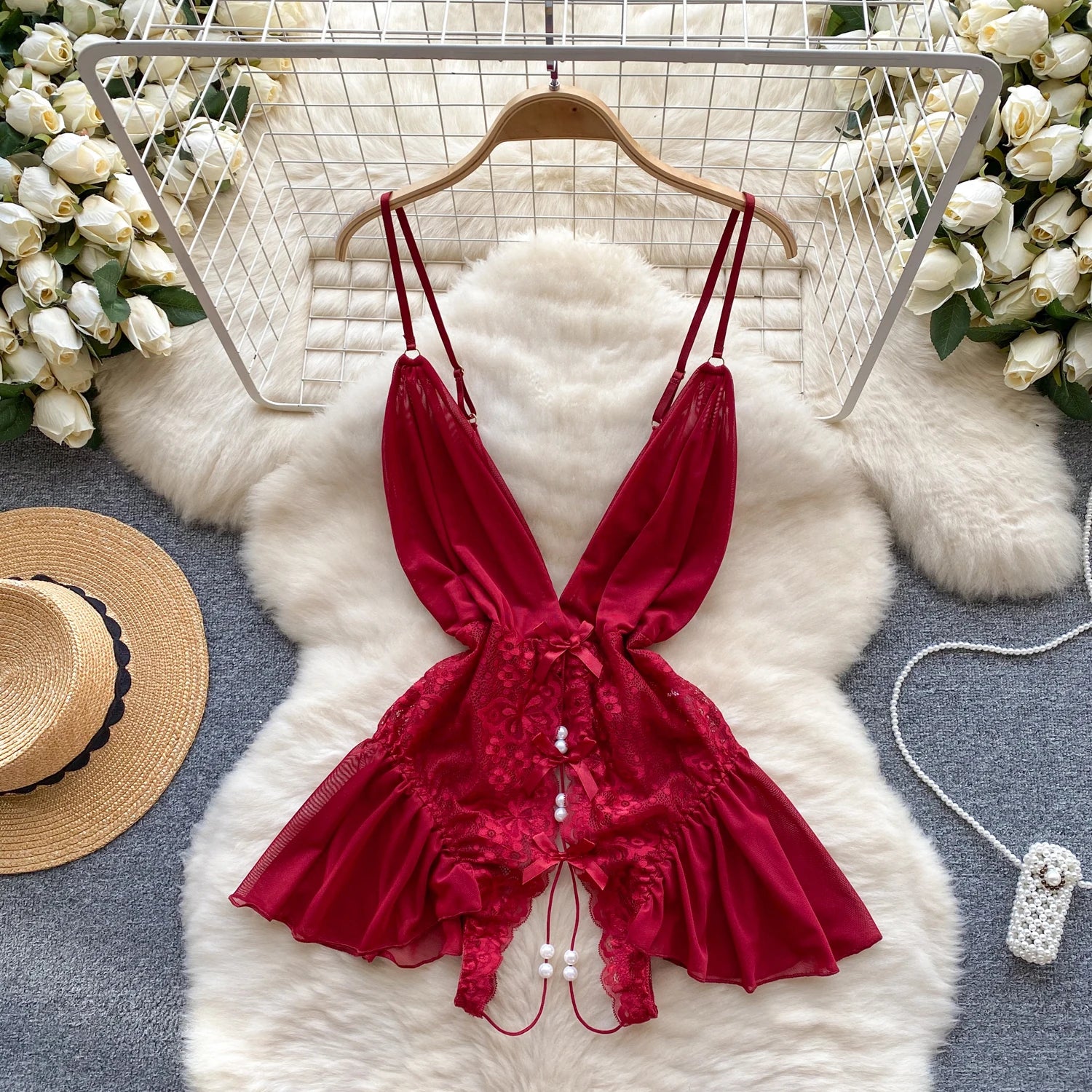 Backless Hotsweet Bow Lingerie For Women See Through Mesh Sexy Bunny Costume Lingerie Bodysuit 4 Piece Jumpsuit Spot Lace Cospla