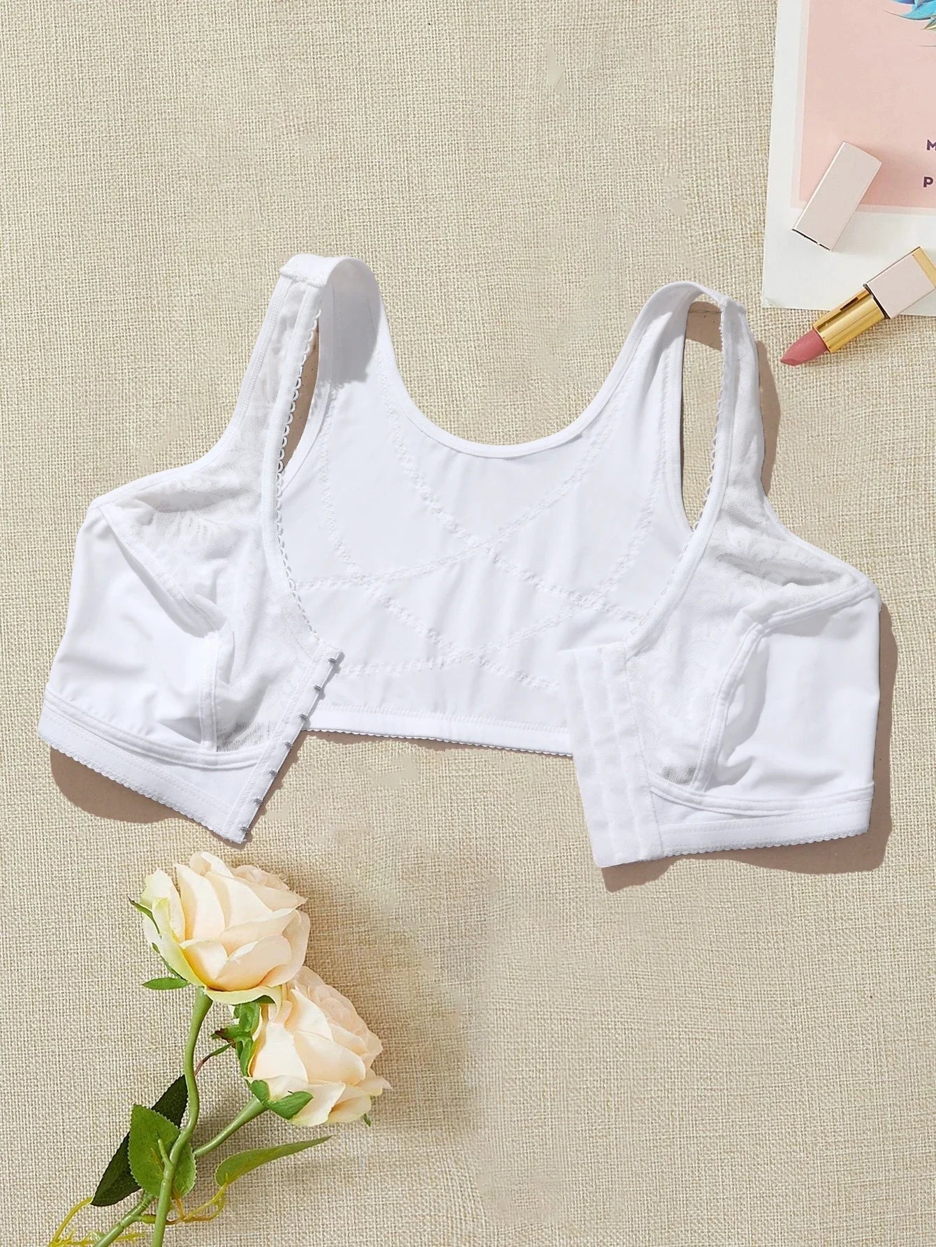 7 Hooks Front Closure Unlined Thin Comfort Bra Plain Floral Undewear Full Cup Minimizer Wireless Lingerie 0XL-5XL