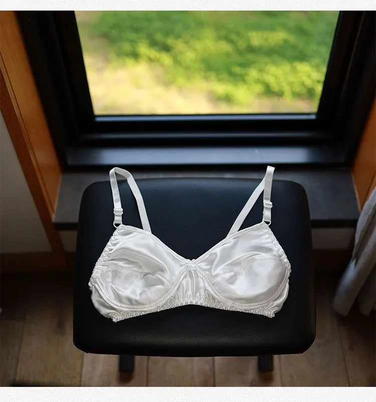 Nipple Coverage Thin Underwear Breathable Healthy 100% Mulberry Silk Double-Sided Silk Bra Wireless Sleep Bra