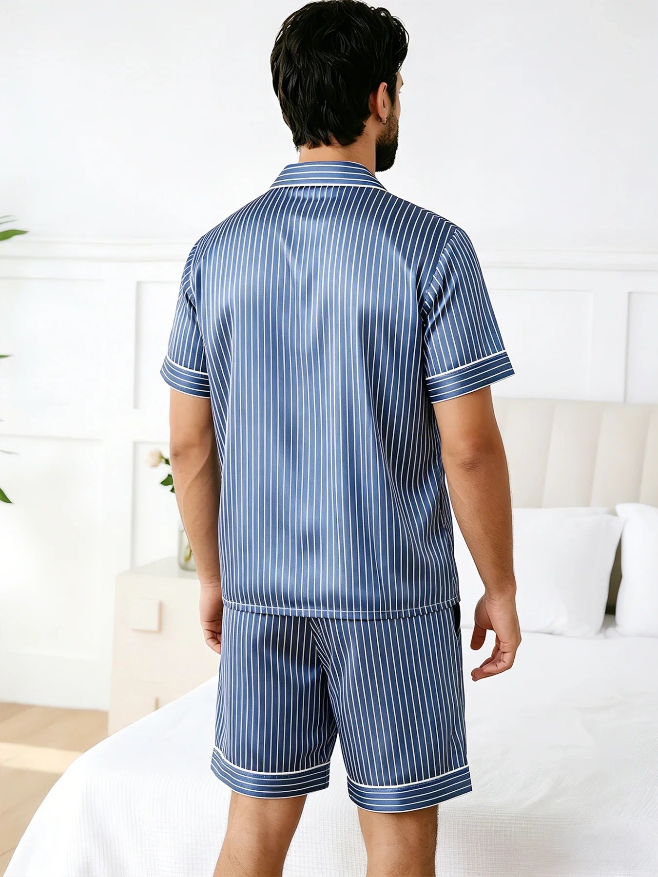 Men's Pj Sets Design Short Sleeve Pajama Set Soft Comfortable Sleepwear for Summer Lightweight Homewear Lougewear