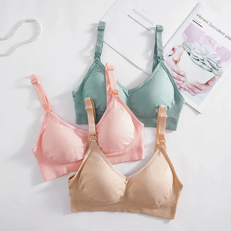 Wireless Maternity Bra Front Open Gather Together Prevent Sagging Seamless 3D Breathable Comfortable Breastfeeding Bras Push Up