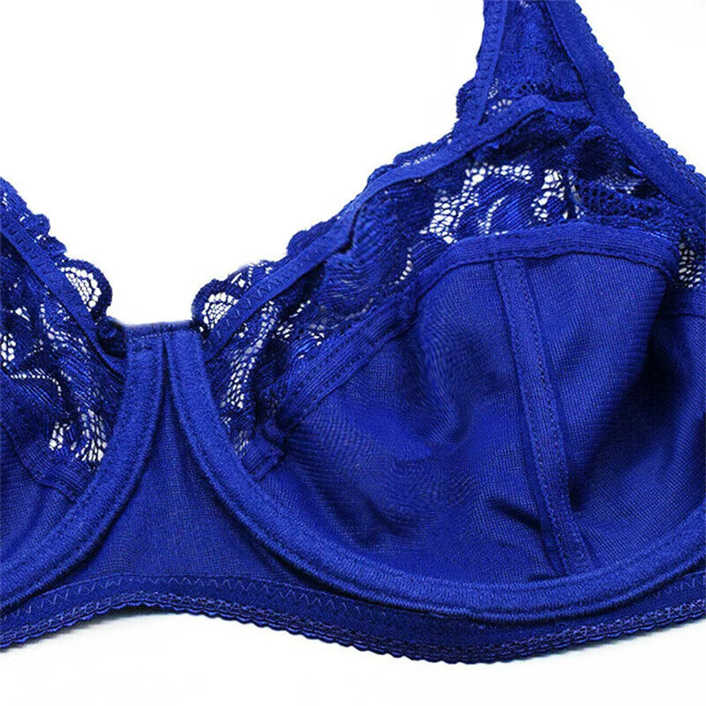 BCHRAYIUP Women's Underwired Non Padded Bra Sexy Sheer Lace Plunge Soft Cups Comfort Bra 34 36 38 40 42 44 B C D E