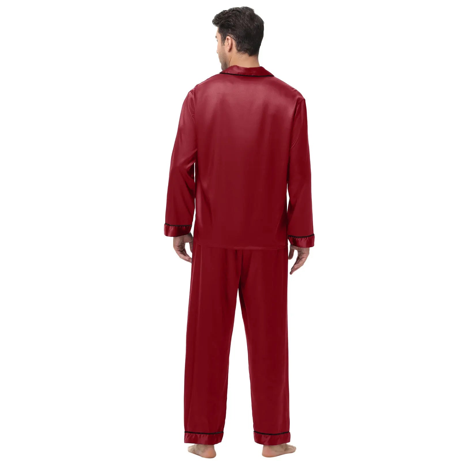Men Pajamas Set Silk Satin Sleepwear for Man Shirt Long Sleeve Pijama Male Fashion Soft Loungewear S-2XL Size Spring Nightwear