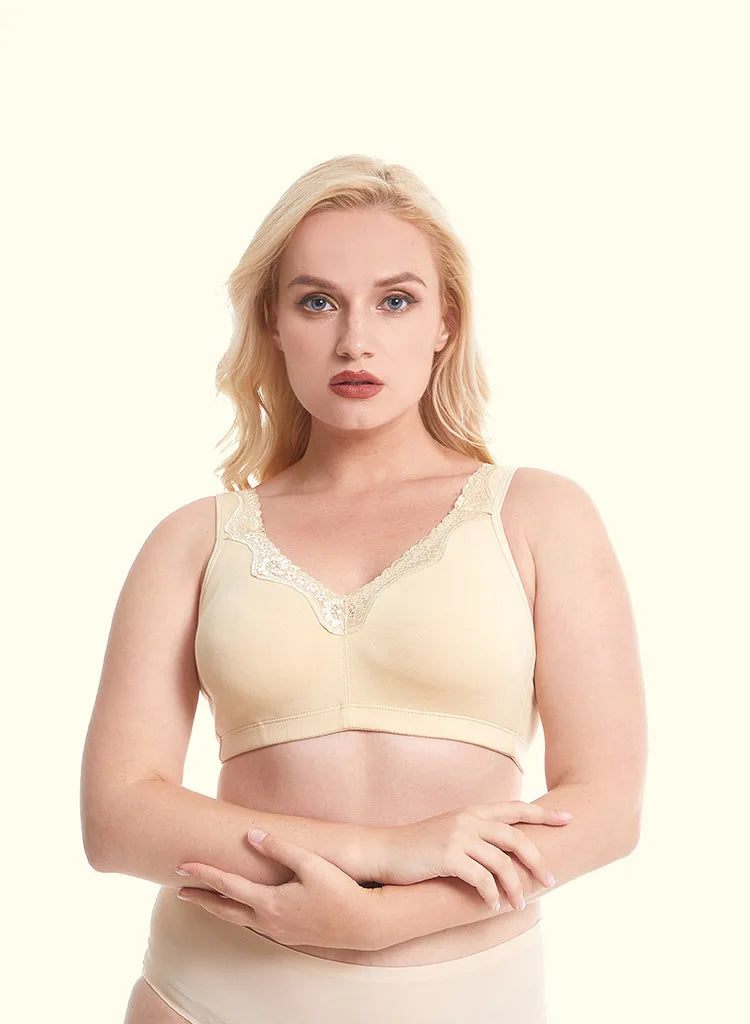 Bras  for Women  New Plus Size Underwear 95% Cotton Full Large Cup Comfortable Seamless Wireless Ultra-thin  Brassiere 115DEF