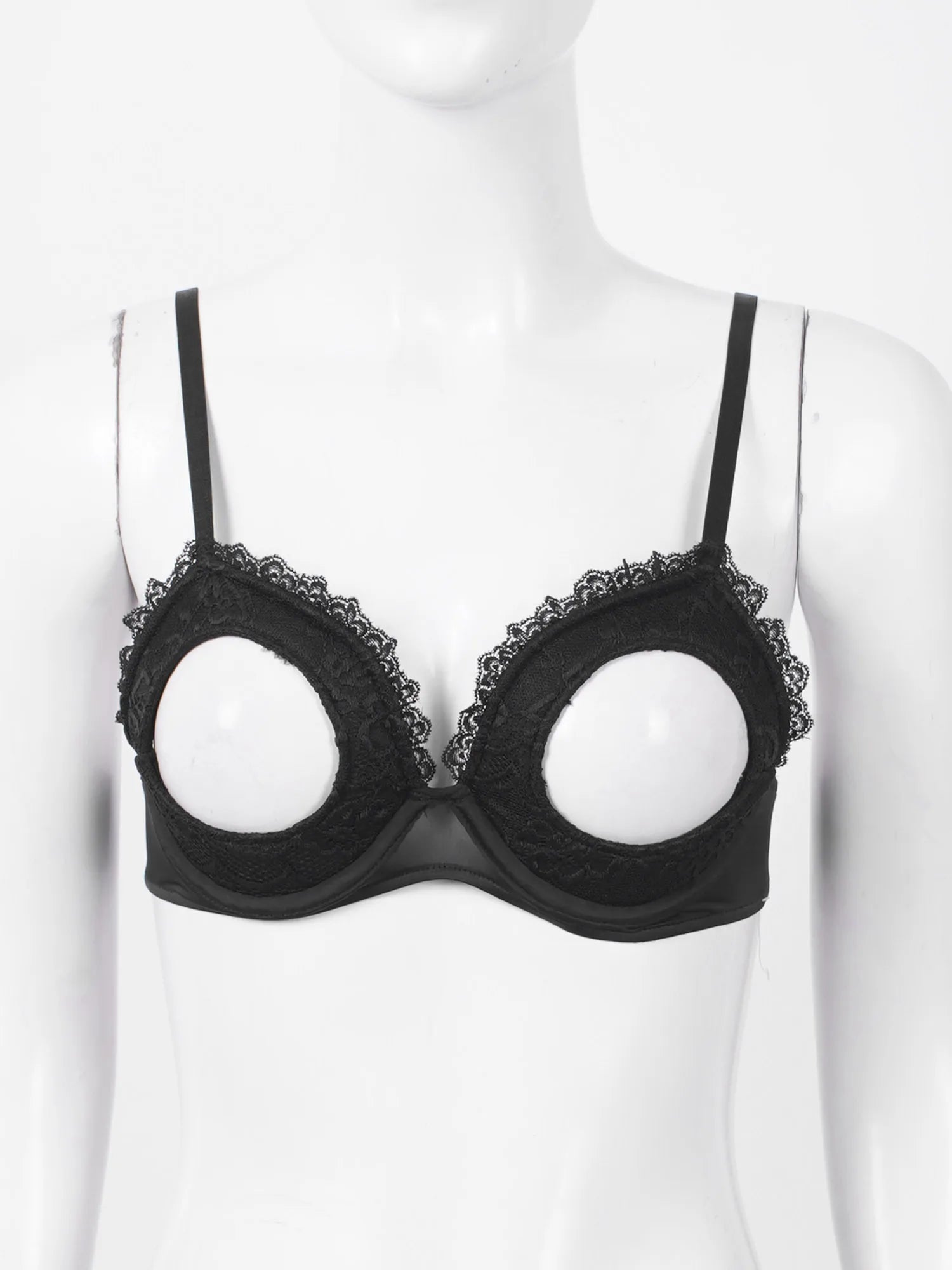 Womens Cutout Padded Underwired Porno Open Breast Brassiere Lingerie Hollowed Out Unlined Bra with Exposed Navel Top Underwear