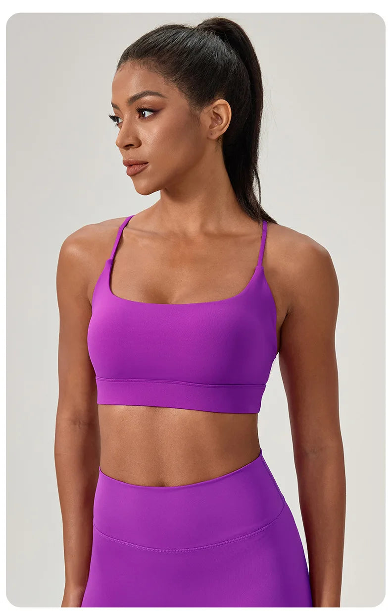 Women Beauty Back Yoga Bra Shock Absorption Sports Underwear High Elastic Fitness Running Vest Breathable Support Sports Bras