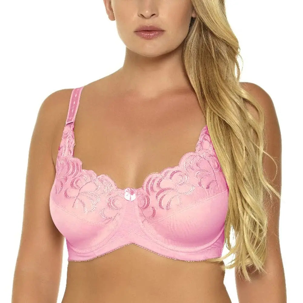 Women's Underwear Full Coverage Bras Plus Size Brassiere Embroidery No-padded  Underwire Bralette  36-46C/D/DD/DDD/E/F/G
