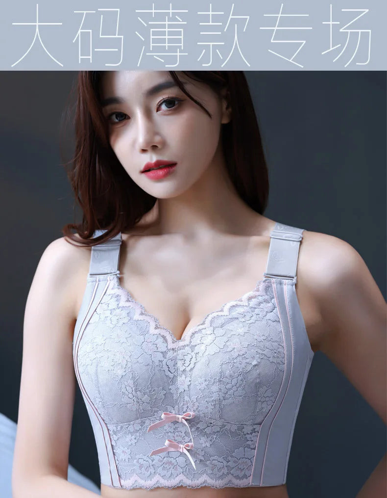 Womens Full Coverage Lace Push Up Bra Wireless Large Size Anti-sagging Underwear Female Lingerie 34 36 38 40 42 44 48 50 C D E