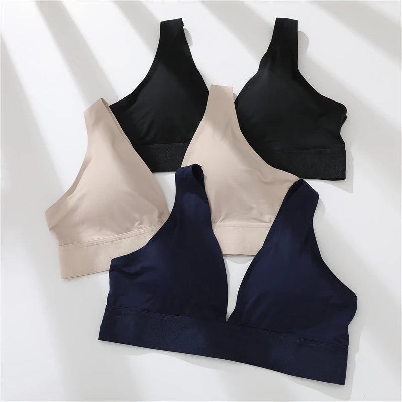 New Women's Bras Seamless Bras For Women Sexy Lingerie Deep V Backless Bralette Intimates Push Up Bra Back Closure Brassiere