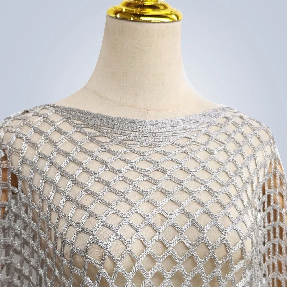 Fashion Tassel Sunscreen Cover-up Loose Fit Plus Size Bohemian Shawl Casual Crochet Fishnet Swimsuit Cover Up Summer
