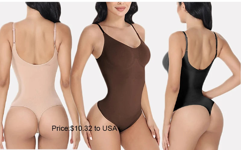 GUUDIA Shapewear Ribbed Body Shaper Suits Tummy Control Open Crotch Spandex Body Shaper Elastic Stretchy Daily Shapers Essencial