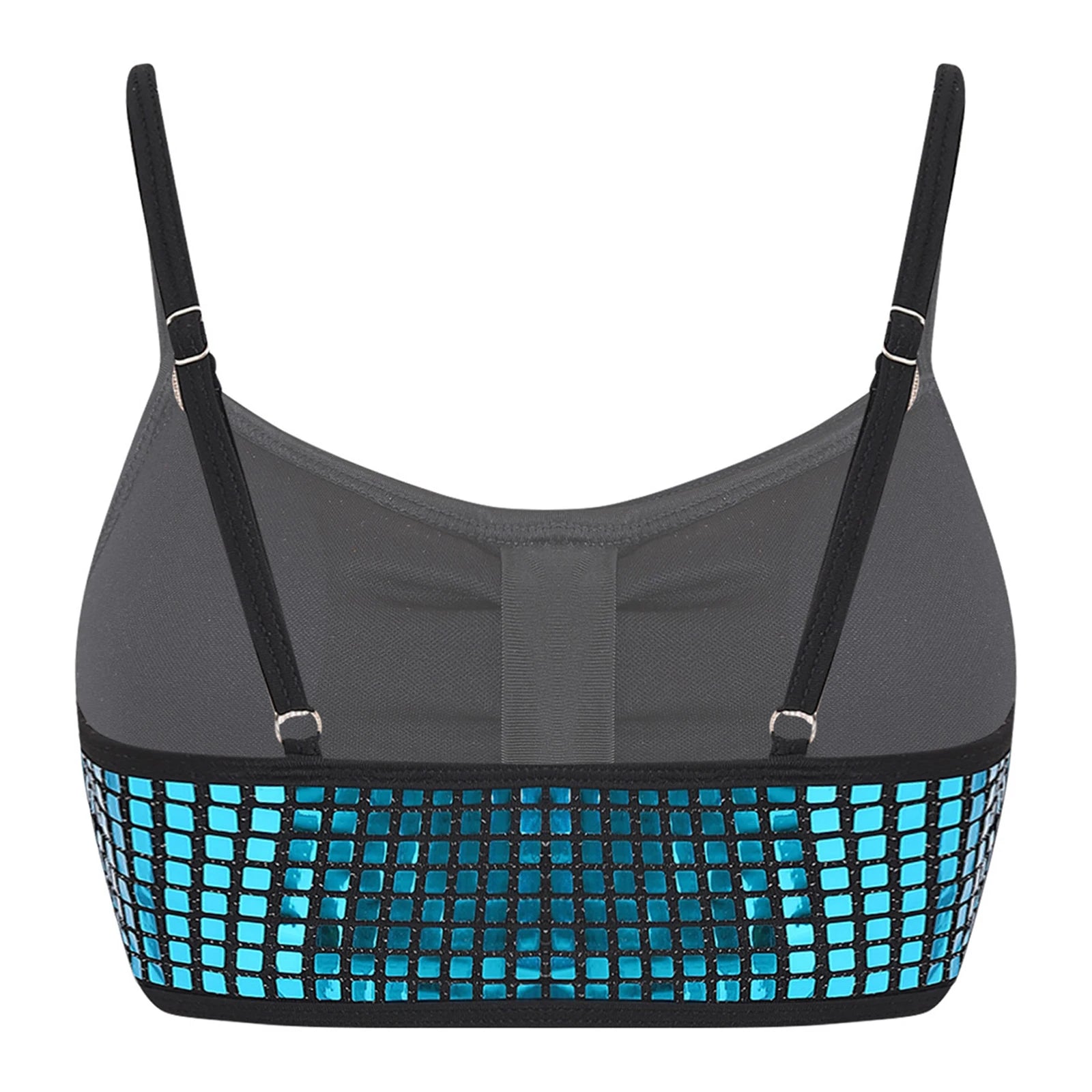 Womens Bikini Swimsuit Tops Glittery Sequin Bra Camisole Tops Adjustable Shoulder Straps Removable Chest Pads Crop Vest Tank Top