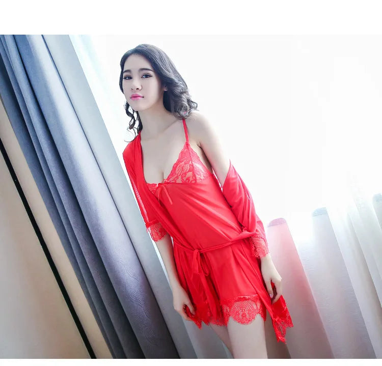 Women's Pajamas Pajama Sets Sleepwear Sexy Lingerie Nightwear Robe Gown Babydoll Nightgowns Suspender Lace Nightdress Home Wear