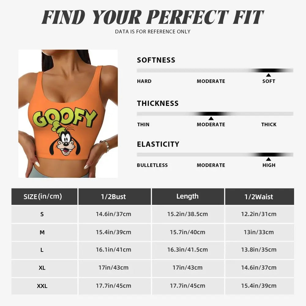 Custom Goofy Cartoons High Impact Sports Bras for Women Mangas Seamless Workout Running Crop Tank Tops