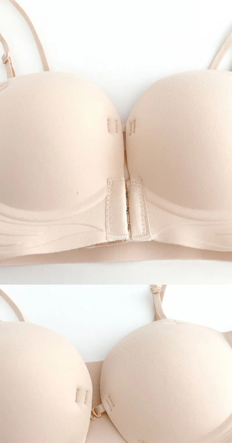 Front Closure Push Up Bras Women's Sexy Seamless Plunge No Steel Brassiere Thick Female Underwear Solid Color Invisible Lingerie