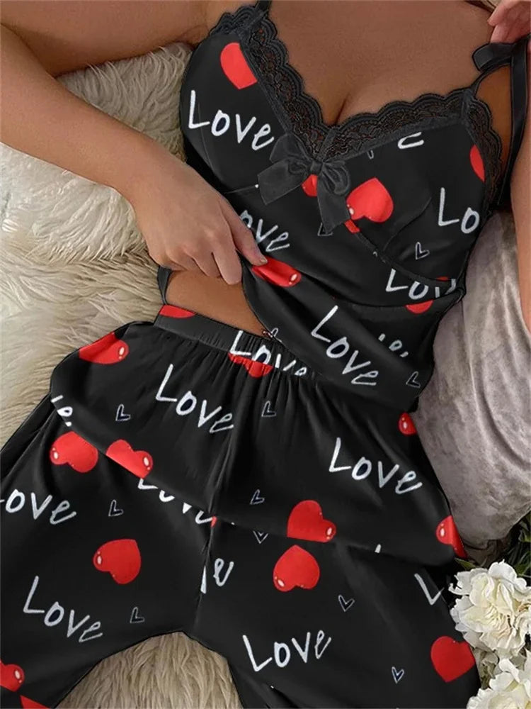 Long Pajama Set, Women's V-neck Pajamas, Soft Fabric Two-piece Leopard Print Pajamas, Women's Pajamas, Suspender Shorts Set