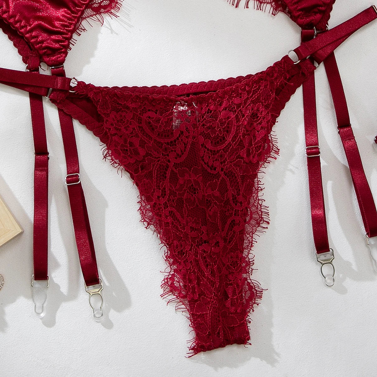 Sexy Lace Lingerie Set with Garter Belt and Leg Strap,   Intimate Wear for Women,  Elegant Bra & Panty Set for Special Occasions