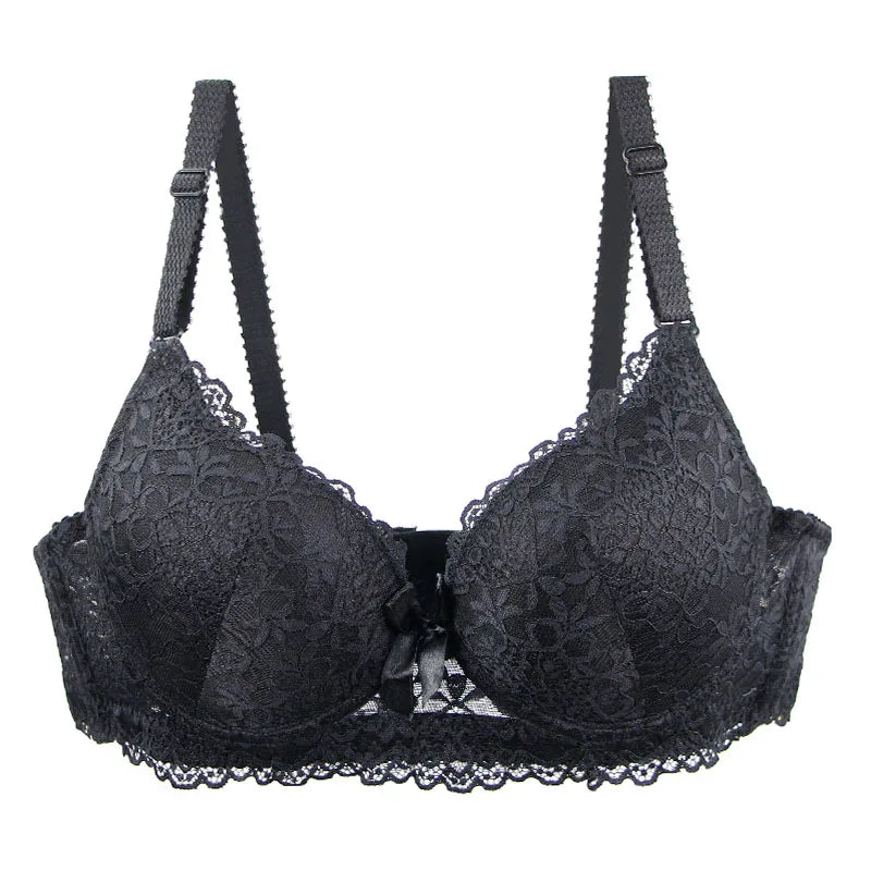 2025 New Push Up Bras Set Pink Gray Blue Beige Burgundy Black Underwear For Women Floral Bow BC Cup Lingerie