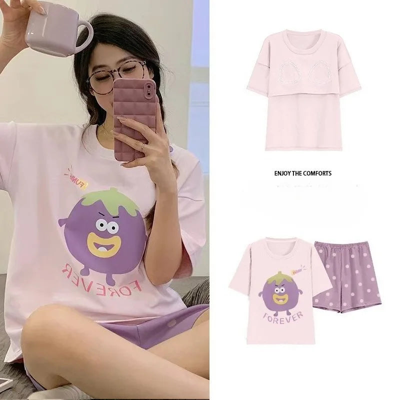 Ensembles Pyjama Set Bajama Summer Women Lady Pajamas for Woman Nightwear Women's Summer Suit With Shorts Loungewear Sets Woman