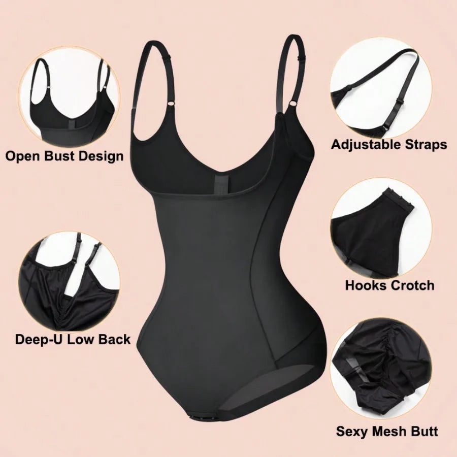 Shapewear For Women Tummy Control Bodysuits Waist Trainer Body Shaper Slimming Underwear Open Bust Compression Belly Girdles