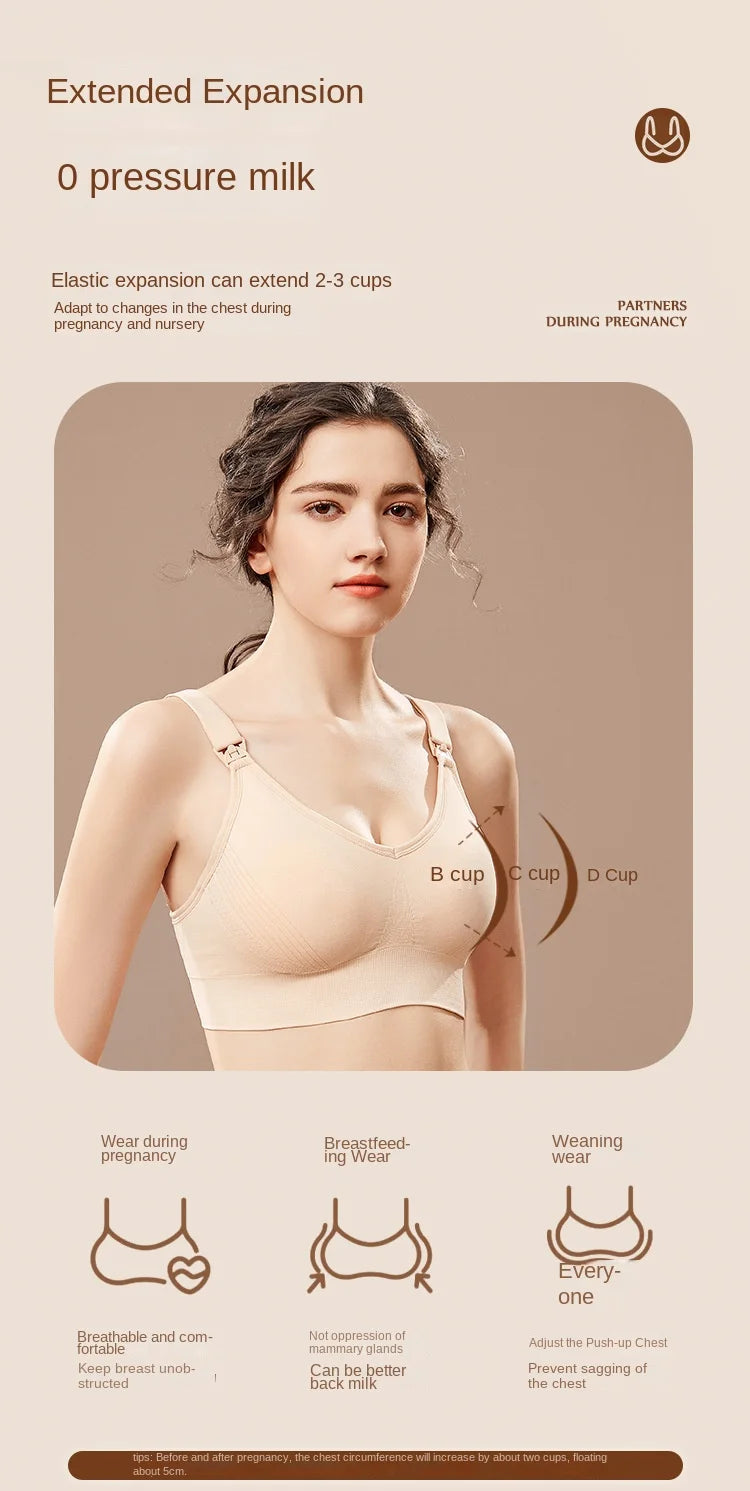 Wire-Free Nursing Bra for Pregnant Women with Large Bust Front Clip Maternity Full Cup Breathable Supportive Nursing Bras