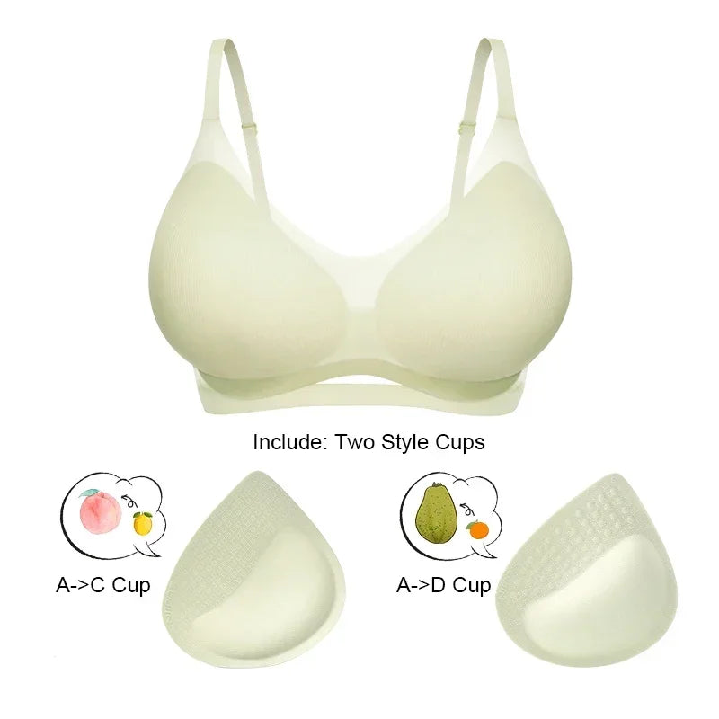 SUJIIN Push Up Bras for Women Summer Wireless Bralette Female Seamless Padded Small Chest Smoothing Mint Cooling Sexy Bra MX211