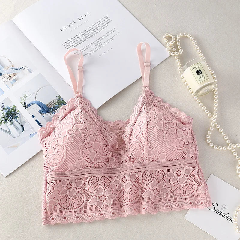 Tube Top Bras Lace Bralette Women Crop Tops Sexy Lingerie V Neck Seamless Underwear Cropped Bra Female Tank Crop Top
