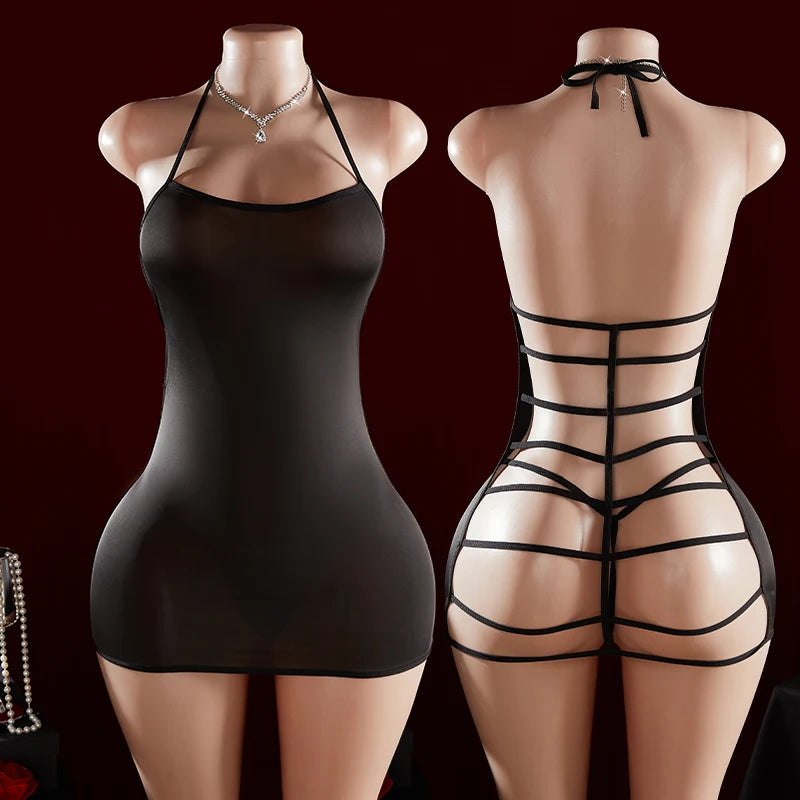 Erotic Babydolls Underwear Porn Curved Tight Fitting Suspenders Sex Hollow Out Transparent Nightdress Women Dress Sexy Lingerie