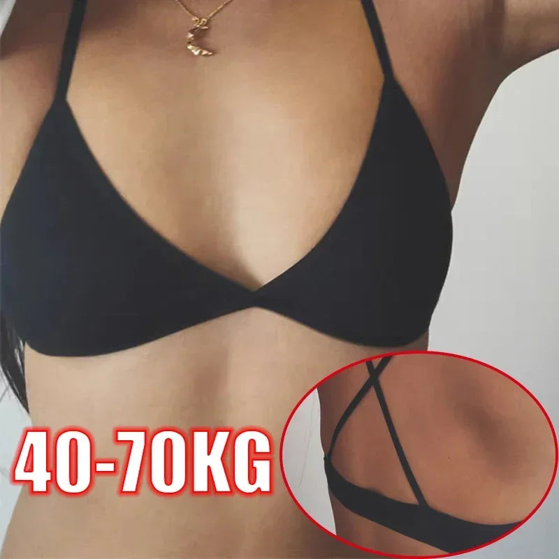 Sexy Seamless Bra Bras For Women Deep-V Triangle Thin Bralette Back Bra Underwear Top Female Solid Shoulder Strap Vest Lingerie