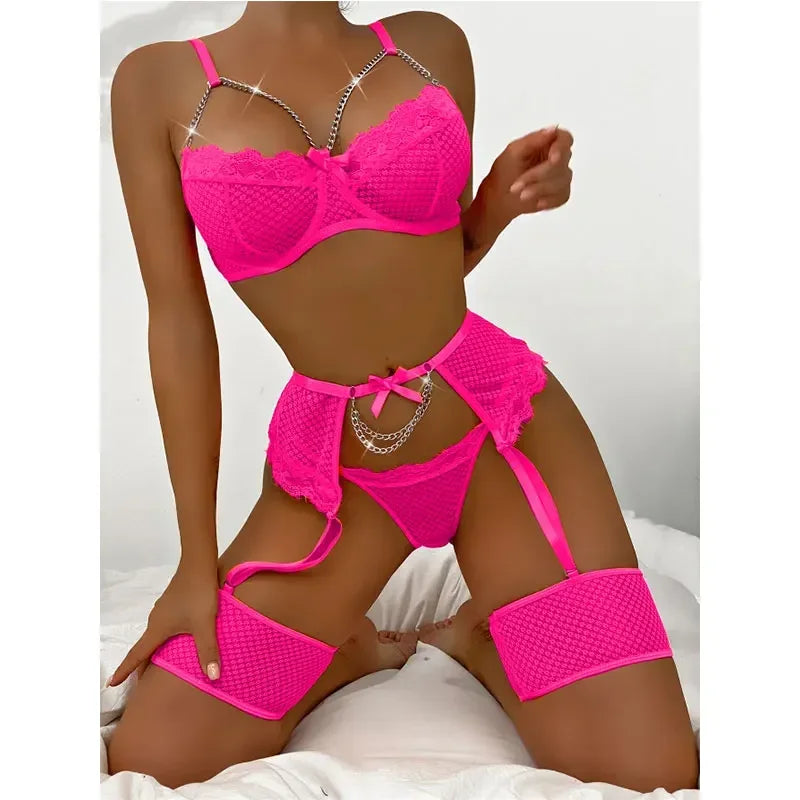 Lingerie Underwear Bras Sets Lace Garter Lingerie Women Intimates 2025 Underwire Bra And Panty Thongs Ladies Underwear Set