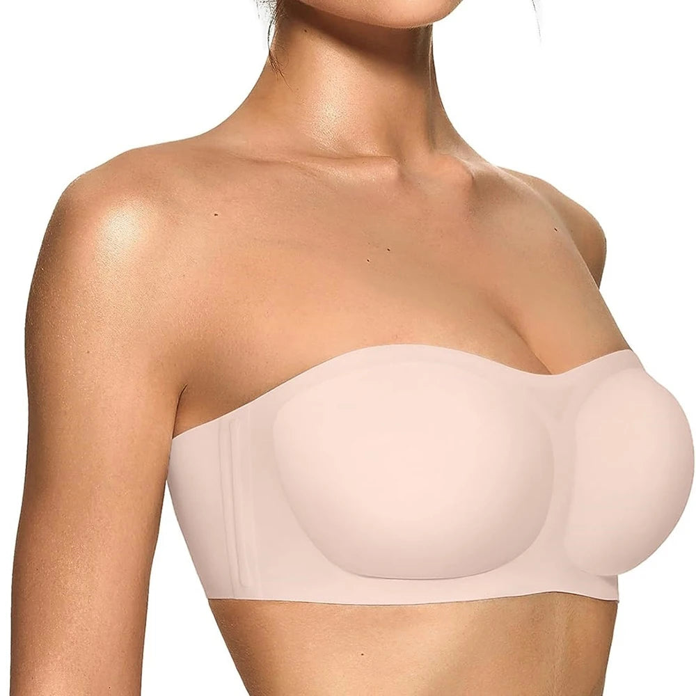 Strapless Push Up Jelly Bra Women's Bandeau Bra Without Straps Non-Slip Seamless Bralette No Underwire Soft Daily Brassiere