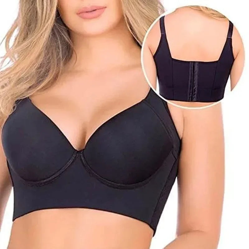 Women Deep Cup Bra Hide Back Fat Underwear Full Back Coverage Plus Size Push Up Bra