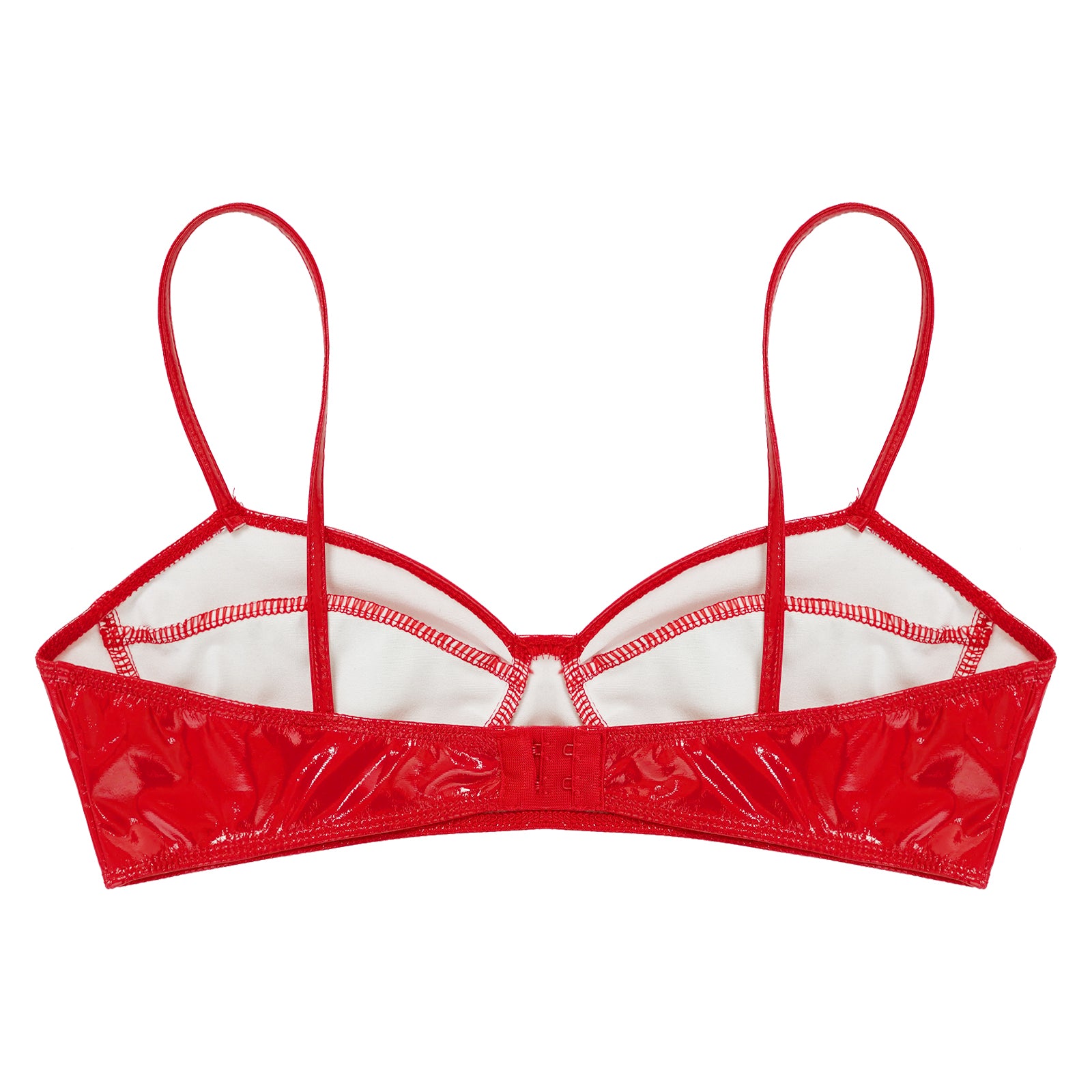 Women Bras Tops Wet Look Faux Leather Bra Top Sexy Lingerie Wire Free No Pad Bralette Underwear Femme Womans Intimates