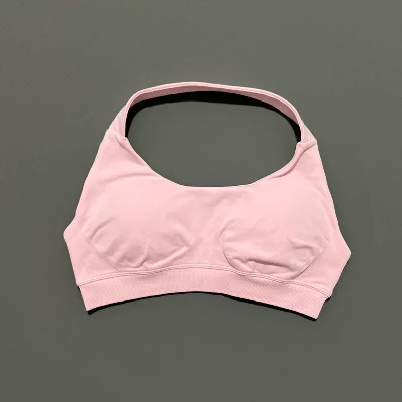 Sports Bra Women Seamless Halter Sports Bra High Support Open Back Activewear Gym Tank Top Fitness Yoga Workout Bra