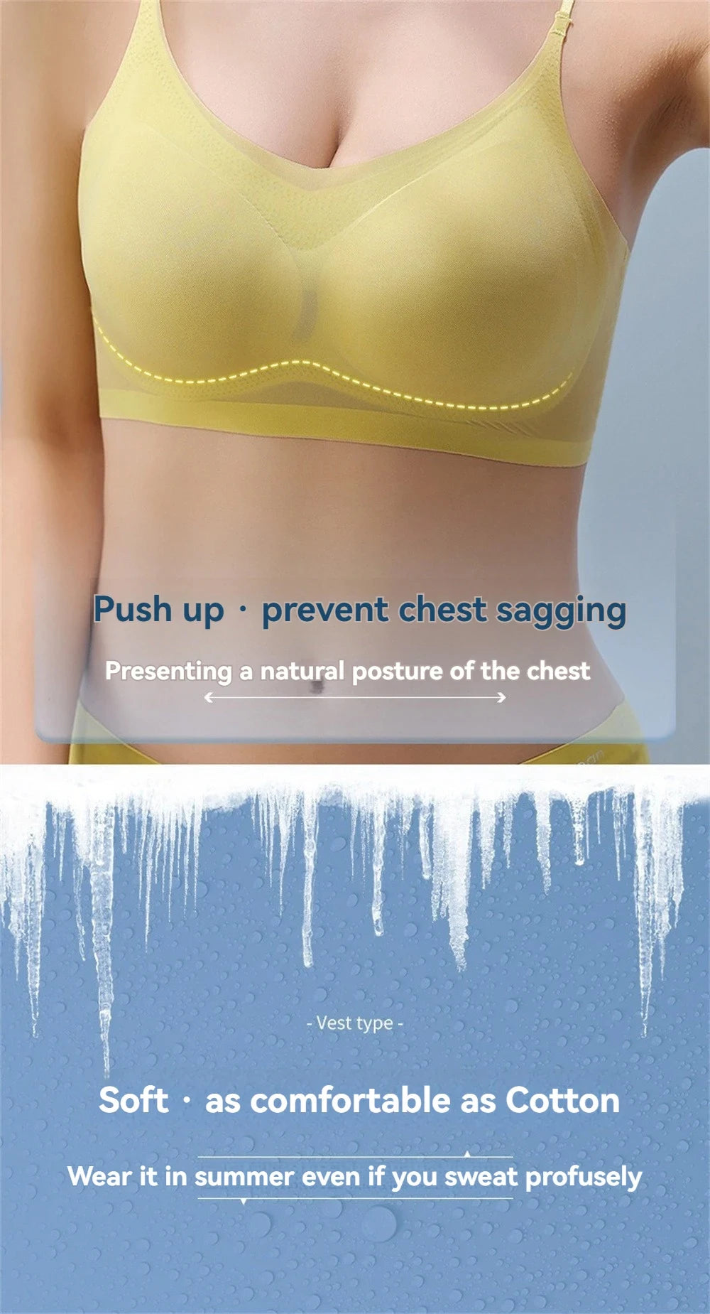 3PCS Ultra-Thin Breathable Ice Silk Bras Women's Seamless Back Halter Vest Wrap Bras Chest Gather Together Light Breathable Tops