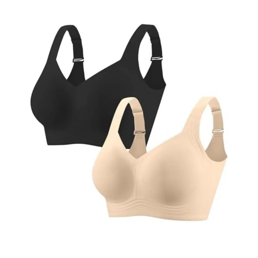 Breathable Adjustable Wireless Bra Tank Top Style Push-Up Seamless Bra Anti-Sagging Plus Size Deep V Bra Women