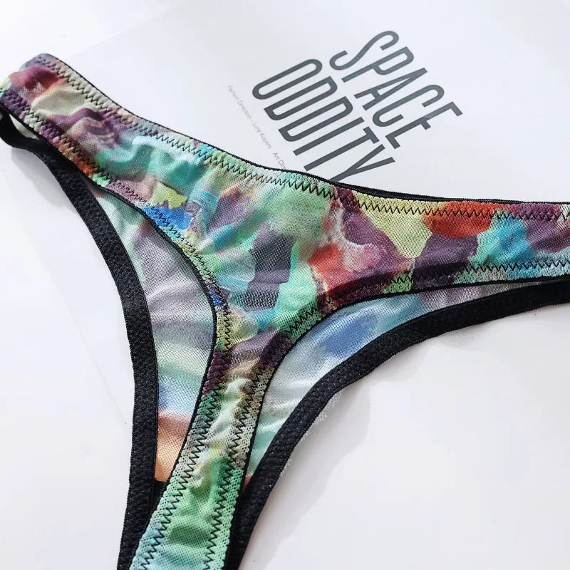 5 Pieces Lingerie Set Women Nightwear tie-dye Printed Halloween Underwear Bras Panties Golves Stocking Erotic Laungerie Set