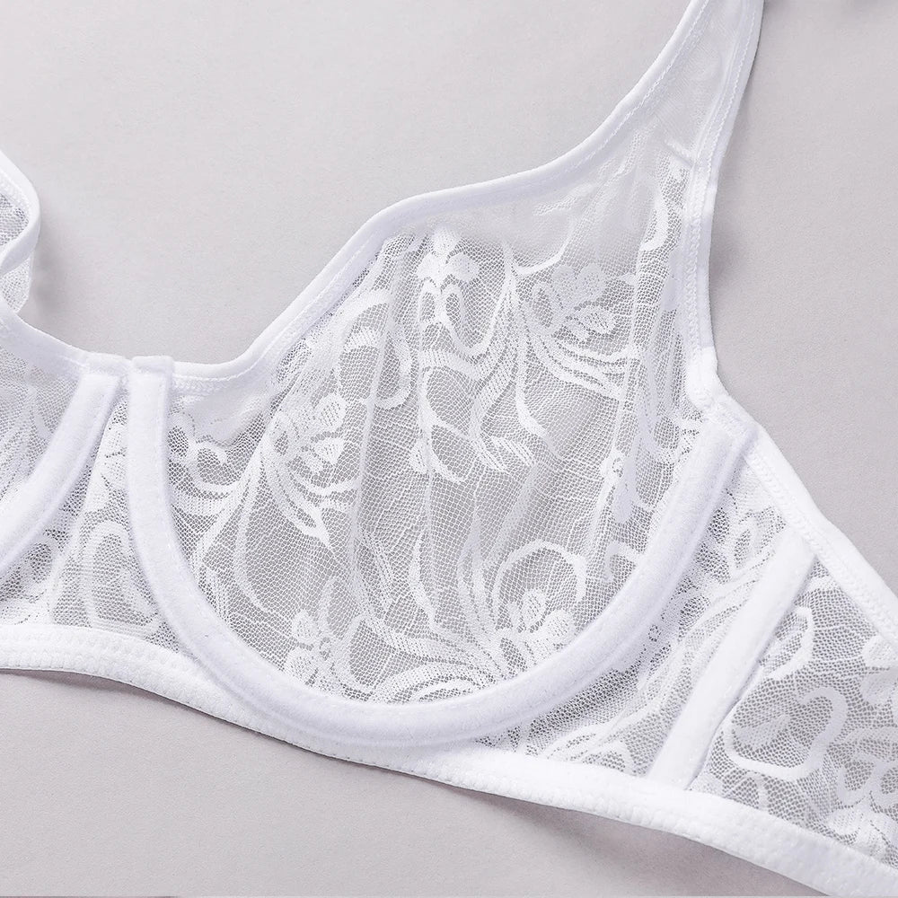 Sexy Womens Bras Unlined Underwire Lace Bra Bralette Unpadded Underwear See Through Lingerie Brassiere BH Top A B C D DD Cup