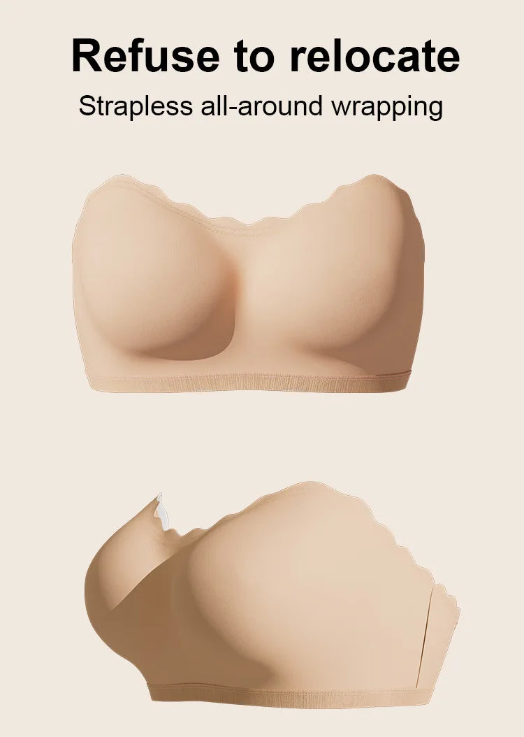 Lingerie Wireless Gather Bra Women Invisible Bra Front Buckle Push up Seamless Bra Sexy Strapless Underwear Waves Grain Bras