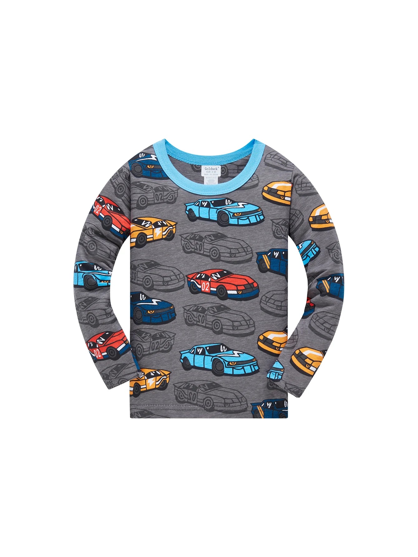 Kids Pajama Set 100% Cotton Soft Car Full Print Loungewear Nightwear Long Sleeve Pjs for Toddler Boys Girls Age 1-8 Years