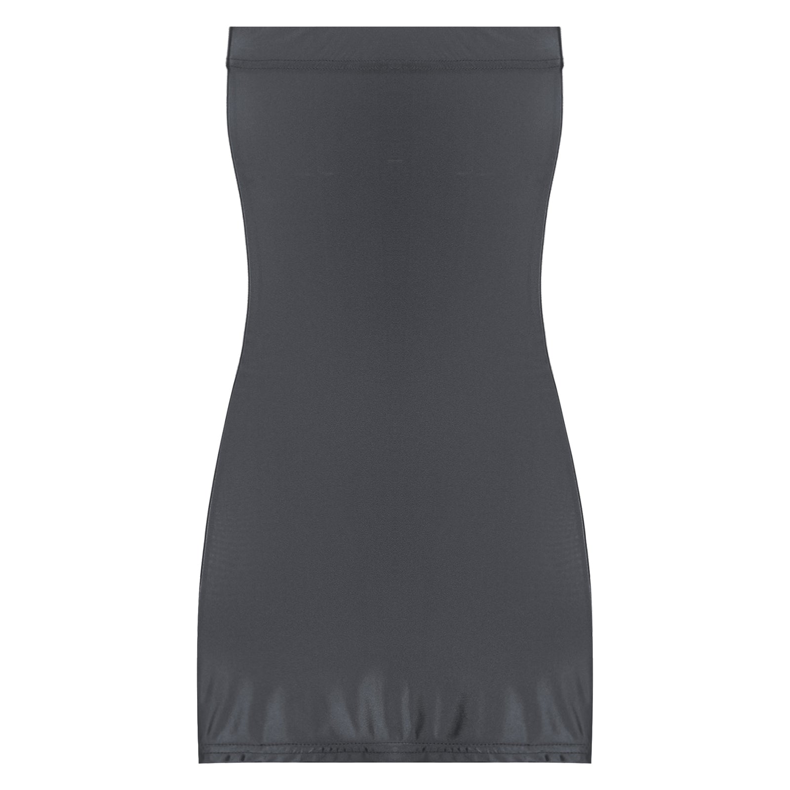 Women's Strapless Bodycon Dress Sleeveless Transparent Tight Pencil Dress Oil Glossy Package Hip Sheer Mini Dresses Clubwear